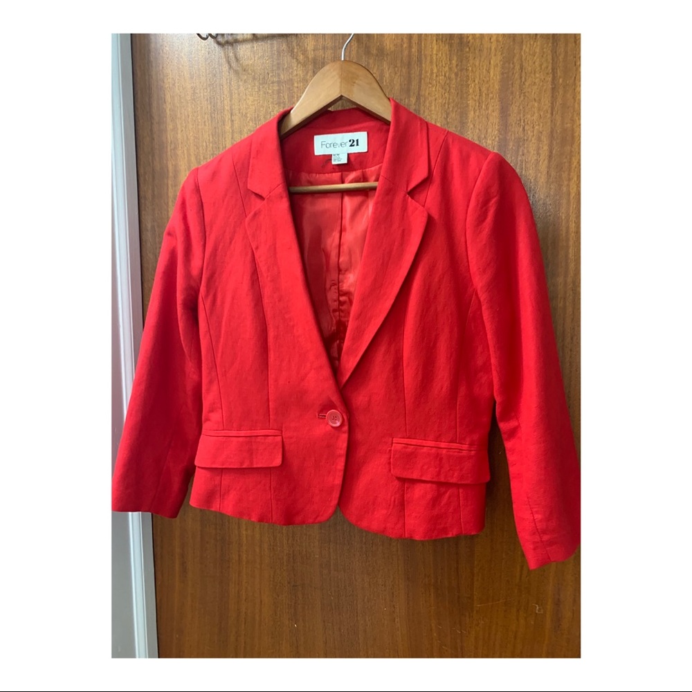 Red Linen Blazer